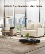 Corduroy Convertible Sofa Bed, 47" Loveseat Sleeper Sofa, Pull out Couch 618lbs Capacity, Modern Sleeper Couch Bed 2 Fluffy Pillows Included, Small Couches for Small Spaces/Apartment/Office, Beige Domusensus