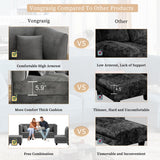 Vongrasig 5 Pieces Sectional Couch Modular Sofa with Reversible Chaise 116" Velvet L-Shaped Couch Sofa 4-seat Modular Large Sectional Couch with Ottoman for Living Room, Upholstered Cushion (Grey) Vongrasig