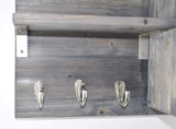 Spiretro Wall-Mounted Key Holder Hooks - Rustic Wood Weathered Grey & Black - Entryway Organizer for Mail, Leashes, and Purses - Floating Shelf, 16.5” W x 9.75" H x 4.5” D Spiretro
