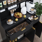 Buenhomino Kitchen Pantry Cabinet with Storage & Pegboard, 71" Tall Hutch Storage Cabinet with Power Outlets, Freestanding Food Pantry Cabinet with Microwave Stand Spice Rack for Dining Room - Black Buenhomino