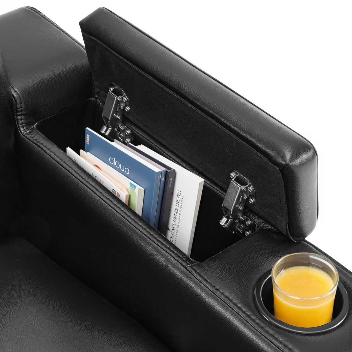 MCombo Zero Gravity Oversized Power Recliner Chair for Adults with Power Headrest & LED Light, Faux Leather Recliner Chair for Living Room & Home Theater, USB Port, Armrest Storage HTS401 MCombo