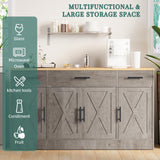 Shintenchi Buffet Cabinet with Storage,53.4" Large Kitchen Storage Cabinet with 3 Drawers and 4 Doors,Wood Farmhouse Buffet Sideboard with Adjustable Shelf for Kitchen Living Room,Ash Grey Shintenchi