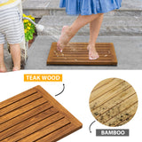 Teak Shower Mat, 21"x14" Wood Bath Mat Non-Slip Bathroom Mat Teak Bath Mats for Bathroom, Wooden Floor Mat Bathroom Mat for Inside, Outdoor or Spa(Small) Kiasthome