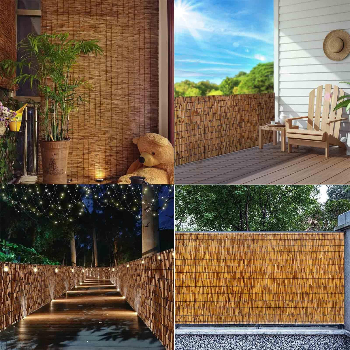 Bamboo Screen Fencing Natural Reedhead Rolls 3x5ft 4x10ft 5x20ft 6x16.4ft Outdoor Fence Rolls Easy to Install for Garden Balcony Outdoor Patio Backyard Divider Decorative ZGDXPLA