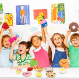 ZOIIWA 16 Sets Food Themed Sewing Kit for Kids Fun Craft for Boy Girl Age Felt Fruit Plush Craft Kit Learn to Sew Educational Beginners Sewing Stuffed Ornament for Black to School Classroom Gift ZOIIWA