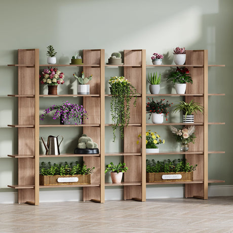 Tribesigns 5-Tier 47 Inches Wide Book Shelf Bookcase, Boho Open Bookshelves Etagere Display Office Shelving Unit, for Living Room, Office & Bedroom, Metal & Wood, Retro Brown (2) Tribesigns