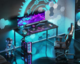 Casaottima 48 Inch Small Computer Desk for Home Office, Study Writing Table for Small Spaces, Simple Modern Desk with Headphone Hooks, Black Casaottima