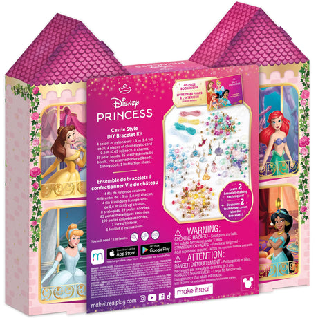 Make It Real: Disney Princess: Castle Style DIY Bracelet Kit - 332 pcs Jewelry Set, Create 12 Bracelets, 8 Exclusive Charms, Girls & Kids Ages 6+ Make It Real