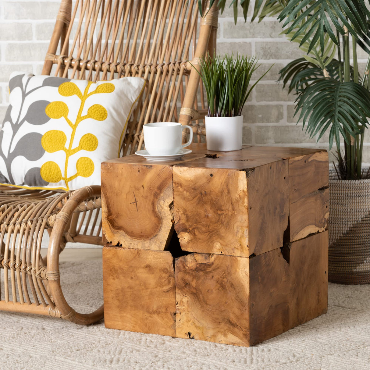 Bali & pari Eldora Rustic Natural Teak Root End Table bali & pari