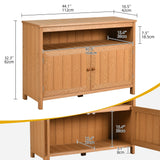 DWVO Poly Lumber Outdoor Sideboard, Patio Bar Table with Storage and Shelves, Weather Resistant Storage Cabinet for Outdoor, Pool and Garden - Brown DWVO