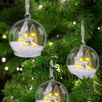 Syhood 4 Christmas Elk Crystal Ball Light up Reindeer Tree Ornaments 4 Inch LED Hanging Ball Lamp for Christmas Tree Memorial Gift LED Light Xmas Holiday Decorations