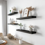 YFYEO Black Wood Floating Shelves for Wall Rustic Wall Shelf for Bedroom Living Room Set of 4 YFYEO