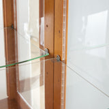 Lighted Display Cabinet,Glass Curio Cabinet with Lights & Adjustable Shelves,Curio Display Cabinet with Wood Frame,Corner Cabinet for Kitchen,Living Room,Office(Free Standing,light bulb not include) YiaFurio