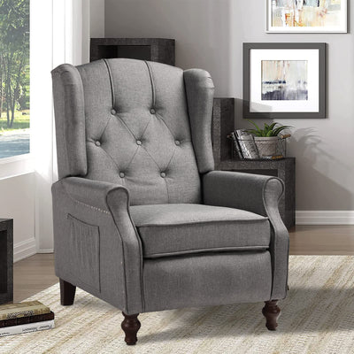 SAMERY Wingback Recliner Chair with Massage and Heat, Accent Chair Push Back Recliner Tufted Arm Chair for Living Room Bedroom, Reading Lounge Sofa Seat with Remote Control, Adjustable Backrest