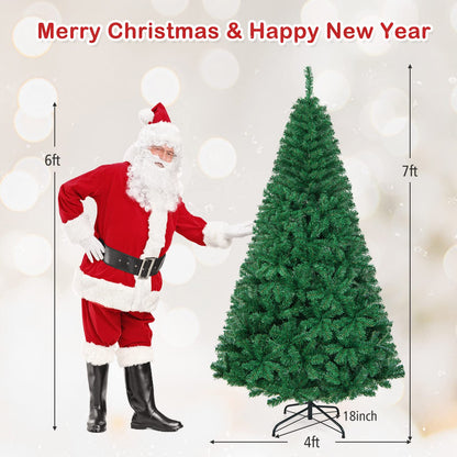 Goplus 7ft Artificial Christmas Tree Xmas Pine Tree with Solid Metal Legs Perfect for Indoor and Outdoor Holiday Decoration, Green