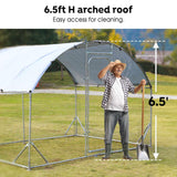 Veehoo Large Metal Chicken Coop for 6-10 Chickens, Walk-in Chicken Run Outdoor Duck Pens Rabbit Cage with Water-Resident and Anti-UV Cover for Outside,Backyard and Farm, 6.5' L x 9.8' W x 6.5' H Veehoo