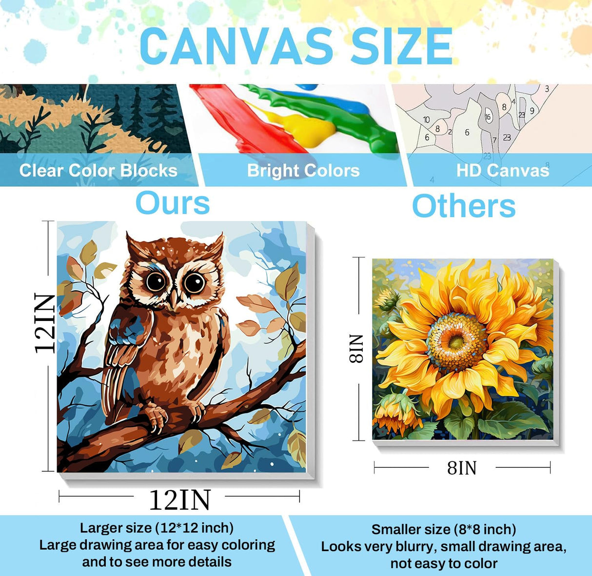 4 Pack Framed Paint by Numbers Kit for Adults 12x12inch-Animals Paint by Numbers Kit with Framed, DIY Painting by Number with Canvas Oil Painting for Gift Home Wall Decor (30x30cm, without Easel) ajepon