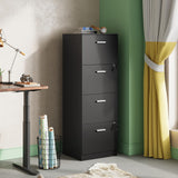 DEVAISE 4 Drawer File Cabinet with Lock, Vertical Filing Cabinet for A4/Letter Size Files, Wood Storage Cabinet for Home Office, Black DEVAISE