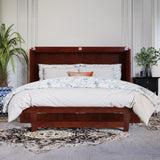 AFI, Northfield Murphy Bed Chest Queen with 6" Mattress, Storage Drawer & Built-in USB Charger, Walnut AFI