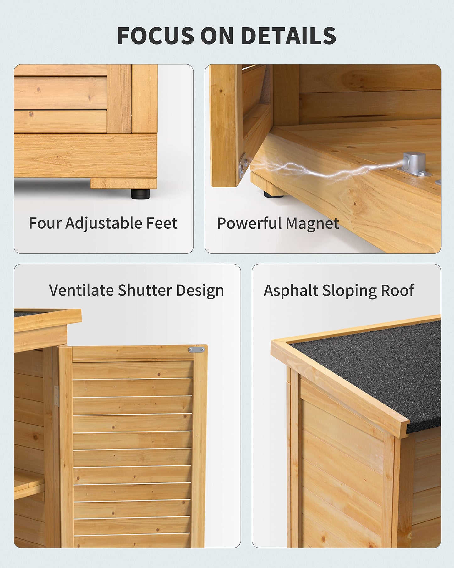 Gizoon Outdoor Storage Cabinet with 3 Shelves, Double Lockable Wooden Garden Shed with Waterproof Roof, Outside Vertical Tall Tool Shed for Yard Patio Lawn Deck-Natural - WoodArtSupply