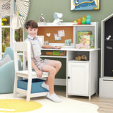 TaoHFE Kids Desk and Chair Set, Kids Desk Chair with Storage and Shelf, Wooden Kids Table and Chairs for Bedroom and Study, Craft Table with Storage Gifts for Boys, Girls to Study, White TaoHFE