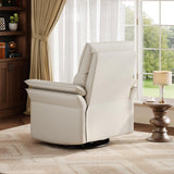 GarveeHome Power Recliner Chair, 270° Swivel Rocking Glider with USB Charging Port, PU Leather Upholstered Fabric and Double-Layer Armrests, Nursery Chair for Living Room, Nursery(Off-White) GarveeHome