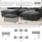 Merax 86.5" Sectional Sofa with Storage Pockets & Removable Ottomans, 5 Seat U Shaped Sleeper Cloud Couch Set, Convertible L-Shaped Chenille Upholstered SofaBed for Living Room and Apartment, Black Merax