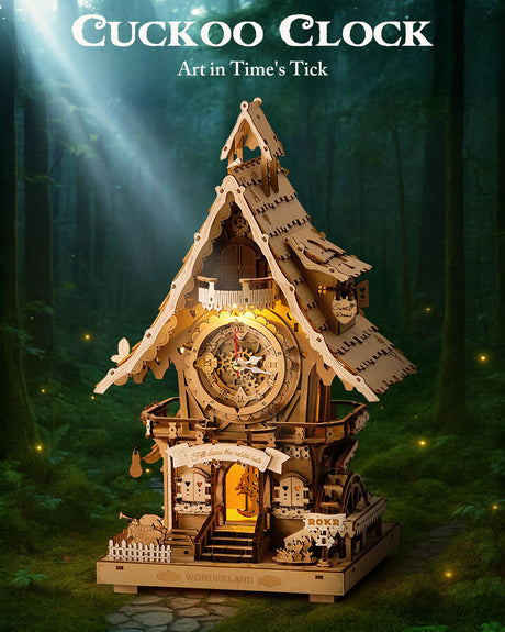 ROKR 3D Wooden Puzzles for Adults,Wooden Clock Model kit,435 Piece 3D Puzzles,Ideal Gift for Adults and Teens ROKR