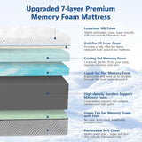 Mattress King 16 Inch Plush Soft with Ice Silk Cover,Cool Green Tea/Gel Memory Foam Mattresses in Box,Dual Side-Extra Firm Mattress for Back Pain, Fiberglass-Free, CertiPUR-US,Made in USA 80'' x 76'' WEUP