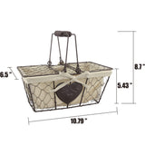 Stonebriar Farmhouse Metal Chicken Wire Picnic Basket with Hinged Lids, Handles, and Heart Detail Stonebriar