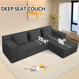 ANONER 103" Cloud Sectional Couch with L-Shape Chaise, Modern Minimalist Modular Sofa with Deep Seat, Free Combination Cloud Couches for Living Room Apartment, No Assembly Required, Dark Grey ANONER