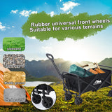 KOMSURF Foldable Utility Wagons Heavy Duty Folding Grocery Cart on Wheels, 200 lbs Capacity with Side Pockets for Garden, Shopping, Sporting and Beach Outdoor Use KOMSURF