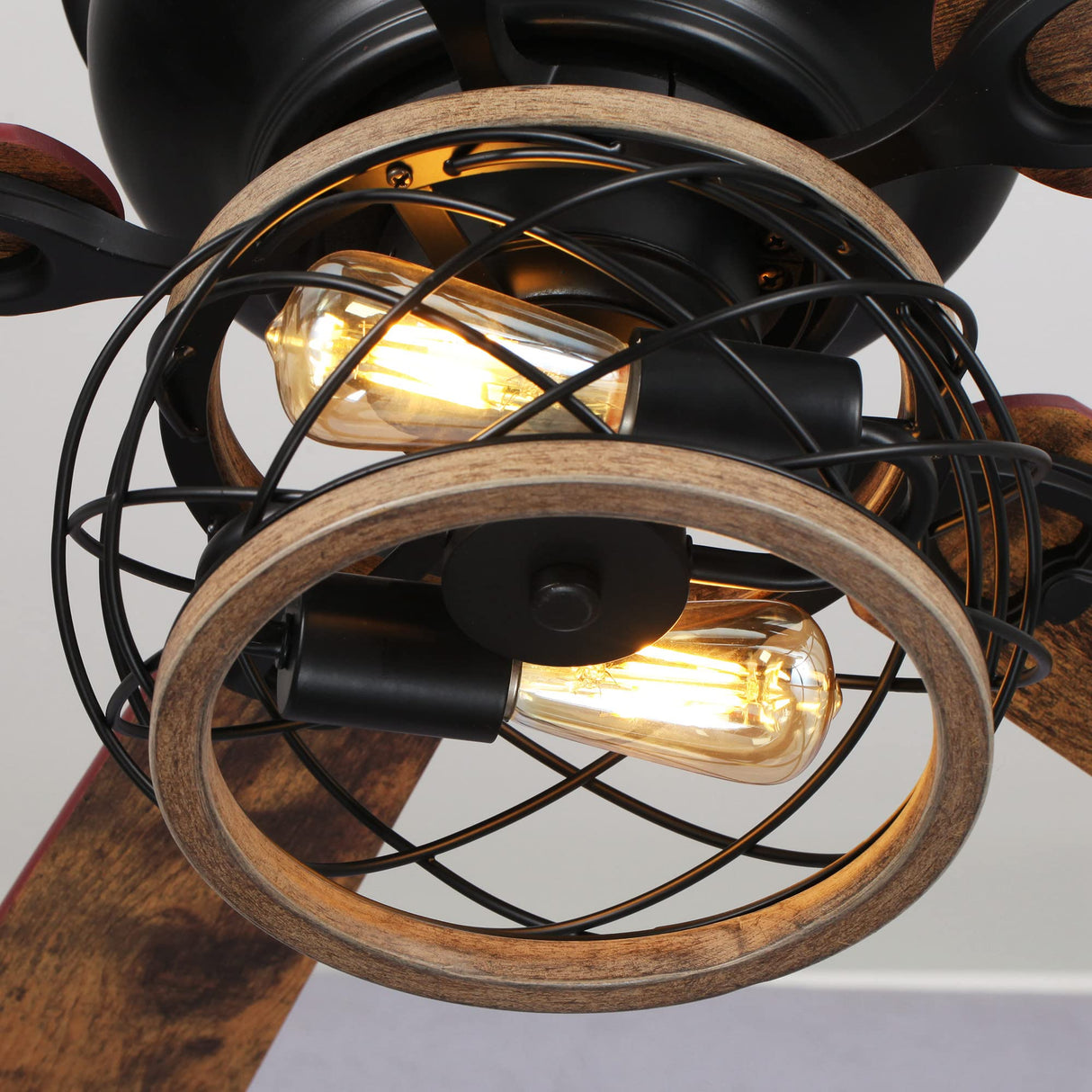 Parrot Uncle Low Profile Ceiling Fans with Lights and Remote, 48 Inch Black Ceiling Fan with Light Flush Mount Farmhouse Rustic Hugger Fan for Bedroom, Reverse Airflow, Timer, FREE Replacement Parrot Uncle