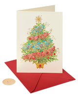 Papyrus Christmas Cards Boxed with Envelopes, Peace and Happiness, Christmas Tree (12-Count) Papyrus