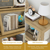 BONITURE Display Cabinet with Acrylic Glass Doors,3-Tiers Curio Cabinet with LED Lighting for Collectibles, Collectibles Toy Organizers Rack & Display Shelf Display Case Storage Cabinet, Nature BONITURE