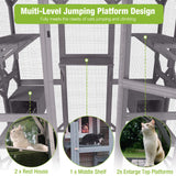 GUTINNEEN Catio Large Cat House Outdoor Walk in Outdoor Cat Enclosure Indoor Cage Kitty Condo Playpen with Door, Platform & Small House - 62.6" GUTINNEEN