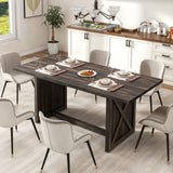 DWVO Farmhouse Large Dining Table for 6-8 People, 70.8 Inch Rectangular Wood Dining Table, Rustic Kitchen Dinner Table with X Solid Legs for Dining Room Grey DWVO