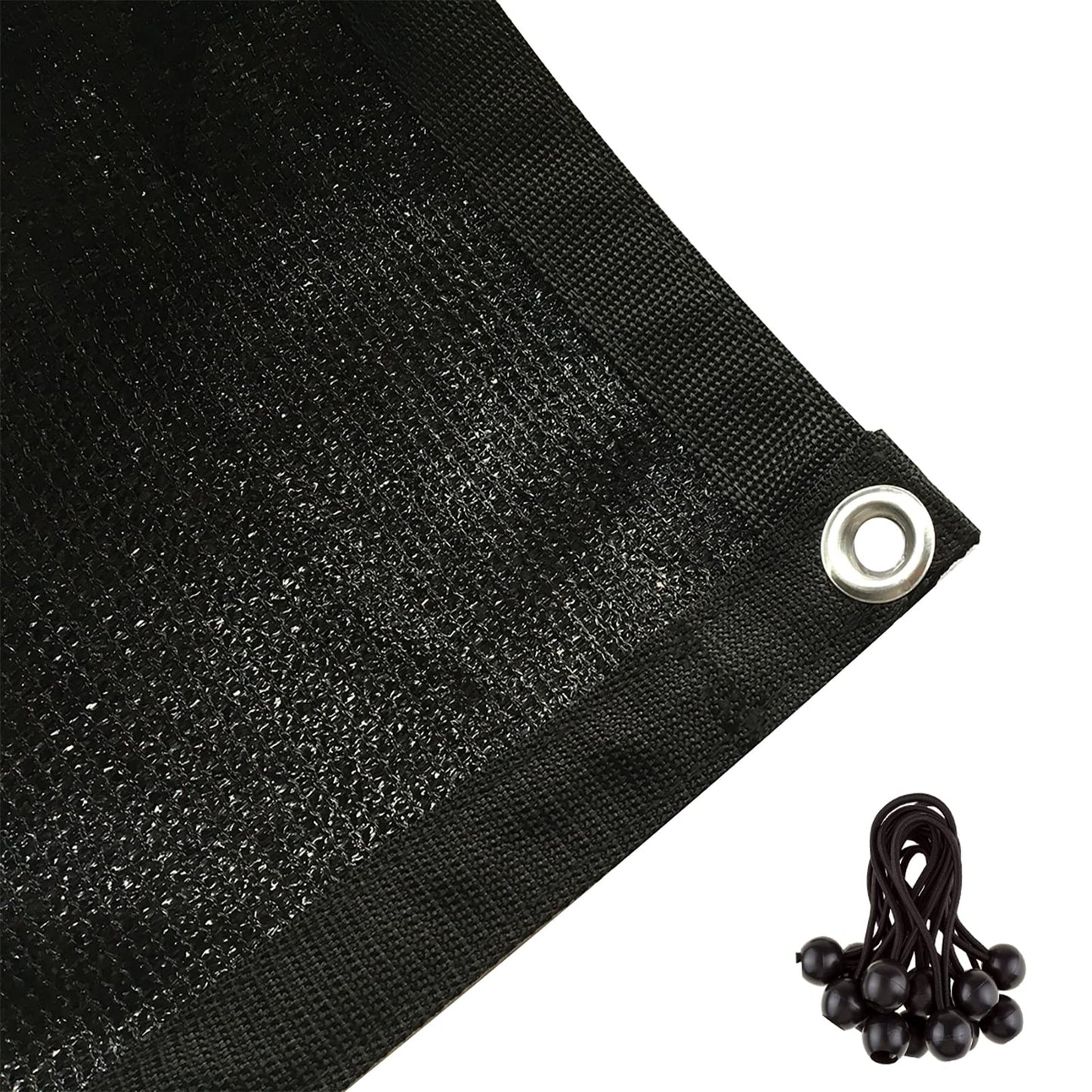 Shatex 90% Shade Fabric 6x20ft Sun Shade Cloth with Grommets for Pergola Cover Canopy Black, 12 Bungee Balls - WoodArtSupply