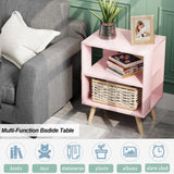 Aenuert Night Stand, Pink Kids Nightstand, Modern End Table with Open Storage, 2-Tier Nursery Bedside Table for Small Space, Living Room, Bedroom Aenuert