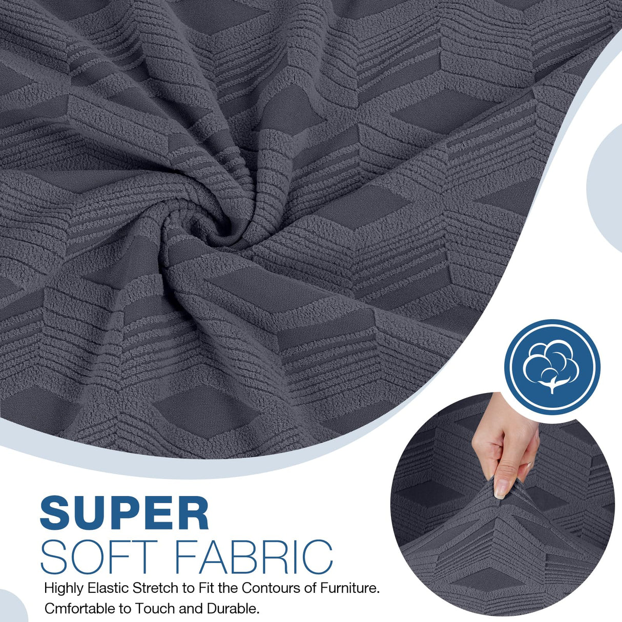 TAOCOCO Recliner Sofa Covers Stretch Reclining Couch Cover, Jacquard Recliner Couch Cover for 3 Seat Furniture Protector Sofa Slipcovers with Elastic Bottom for Kids, Pets (Dark Grey) TAOCOCO