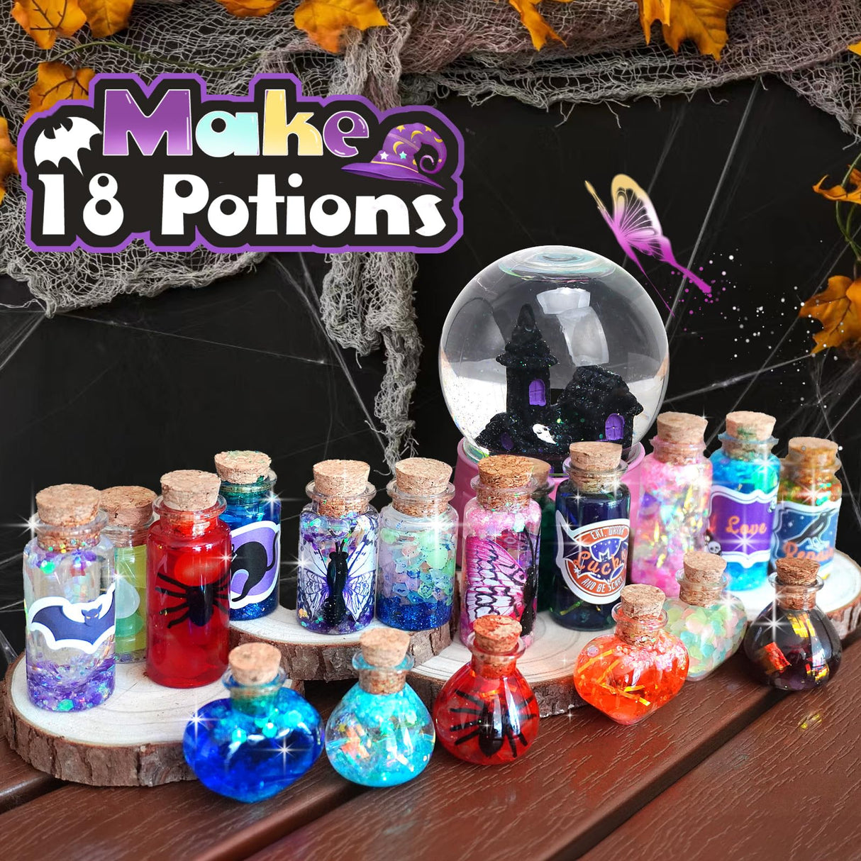 FAMOPLAY Mystery Potion Kit for Kids, Magic Mix Kit 18 Bottles, Witch Potion Making Kit, Magic Crystal Castlel, Halloween Decorations Birthday Gifts Toys for Boys and Girls Age 6 7 8 9 10+ FAMOPLAY