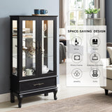 CKEASEAN Lighted Curio Cabinet, 52" H Glass Display Cabinet with Adjustable Shelves, China Cabinet with Tempered Glass Doors for Living Room, Light Blub Included (Black) CKEASEAN