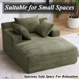 HRVEOCEI 49" Chaise Lounge Indoor, Oversized Chaise Lounge Chair with 3 Comfy Pillows for Living Room Bedroom, Wide Arms Corduroy Fabric High-Density Foam No Assembly Required (Sage Green) HRVEOCEI