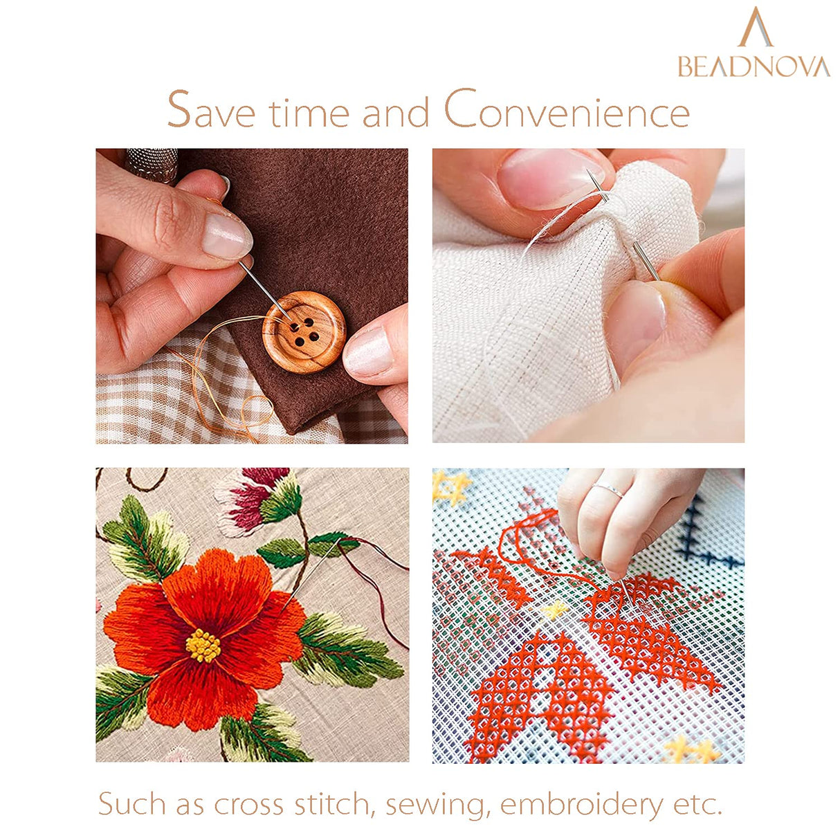 BEADNOVA Needle Threaders 20pcs Stainless Steel Sewing Needle Threader for Hand Sewing Large Eye Cross Stitch Embroidery Craft Knitting Quilting BEADNOVA