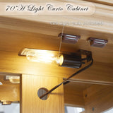 CKEASEAN Curio Cabinet 71" Lighted Glass Display Case, Wooden Wine Bar Cabinet with 6 Adjustable Shelves, Tempered Glass Doors, Light Bulb Included, Rack for Living Room Liquor Storage (Light Oak) CKEASEAN