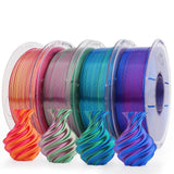 AMOLEN Silk PLA 3D Printer Filament Bundle, Shiny Dual Color PLA Filament 1.75mm Pack, Multi Color Change PLA 3D Printing Filament for Most FDM 3D Printer, 1KG X 4 Spools AMOLEN