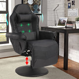 LVUYOYO Reclining Gaming Chair, Gaming Chair with Footrest and Massage, High Back PU Leather Gaming Recliner w/Adjustable Height, Swivel Game Chair with Lumbar Support, Cup Holder, Headrest LVUYOYO