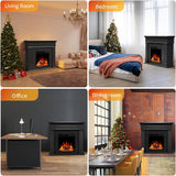 43 Inch Fireplace TV Stand with Mantel - Electric Fireplace Heater, Wooden Entertainment Center, Adjustable LED Flame, Freestanding (750W/1500W),Black ZAFRO