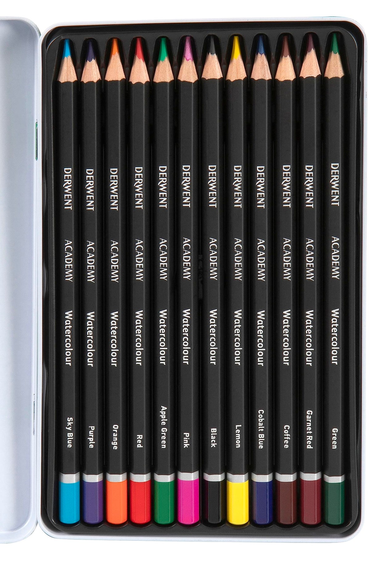 Derwent Academy Watercolor Pencils, 3.3mm Core, Metal Tin, 12 Count (2301941) Derwent Academy