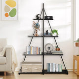 IDEALHOUSE Bookshelf, 4 Tier-Shelf Ladder Book case, A-Shaped Sturdy Shelves Display, Wooden Bookcase Storage Organizer for Living Room, Home Office, Bedroom IDEALHOUSE